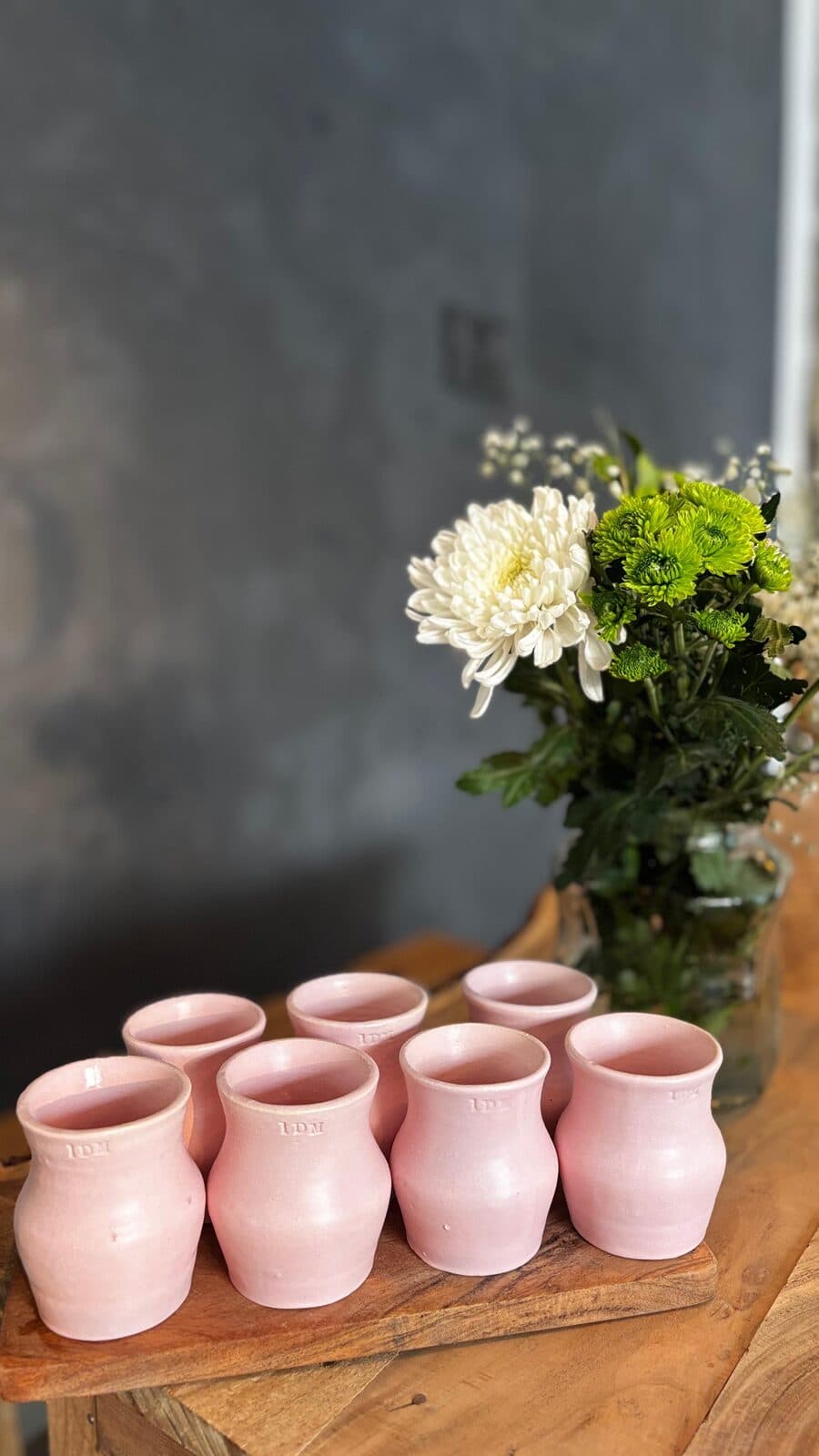 Handmade 1DM ceramic cups with flowers